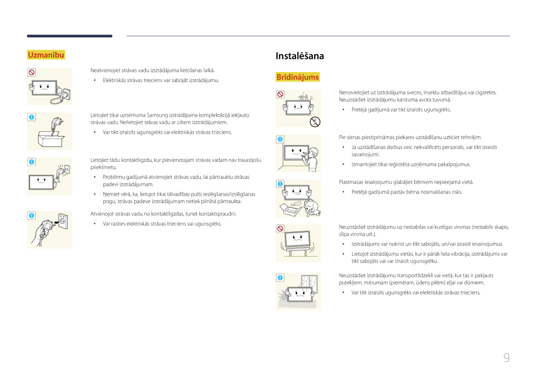 Samsung LH10DBEPTGC/EN, LH10DBEPEBB/EN, LH10DBEPPBB/EN manual Instalēšana 