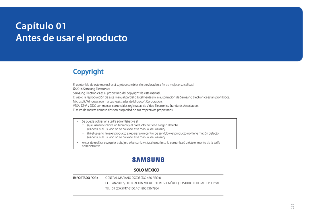 Samsung LH10DBEPTGC/EN, LH10DBEPEBB/EN, LH10DBEPPBB/EN manual Antes de usar el producto, Capítulo, Copyright 