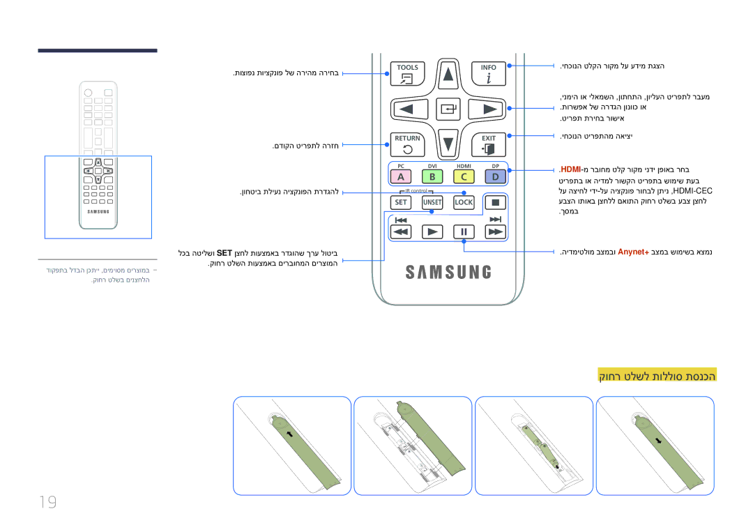 Samsung LH10DBEPEBB/EN manual קוחר טלשל תוללוס תסנכה, תוצופנ תויצקנופ לש הריהמ הריחב, קוחר טלשה תועצמאב םירבוחמה םירצומה 