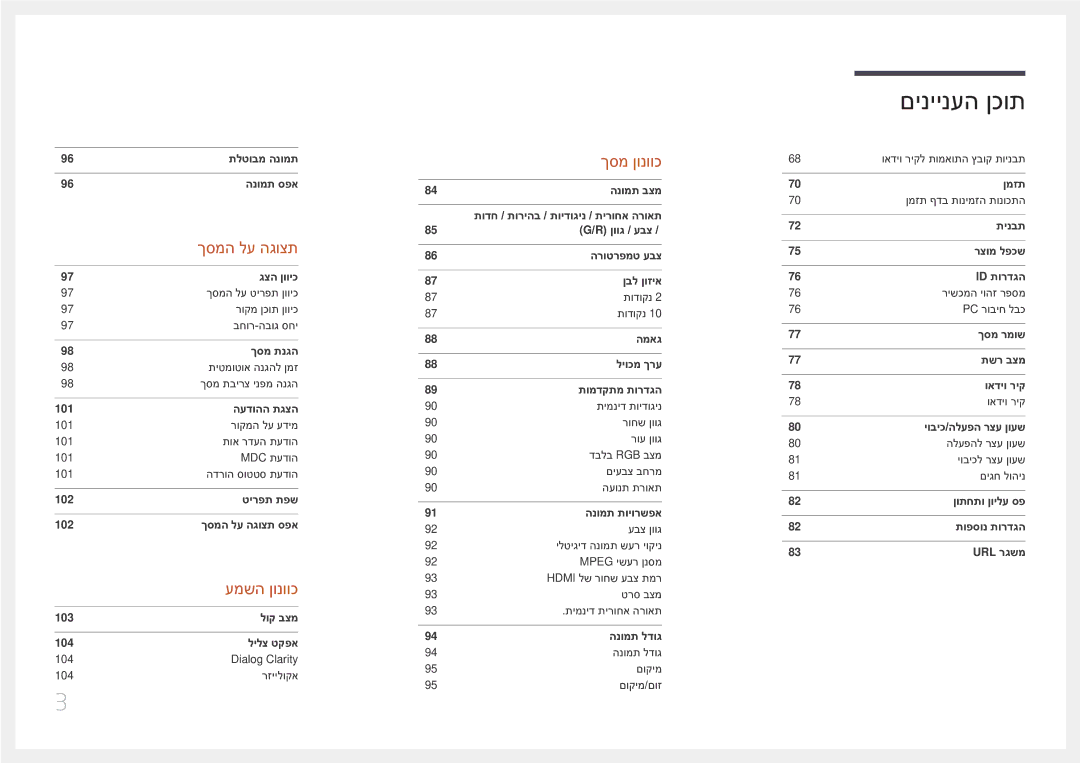 Samsung LH10DBEPEBB/EN, LH10DBEPTGC/EN manual עמשה ןונווכ 