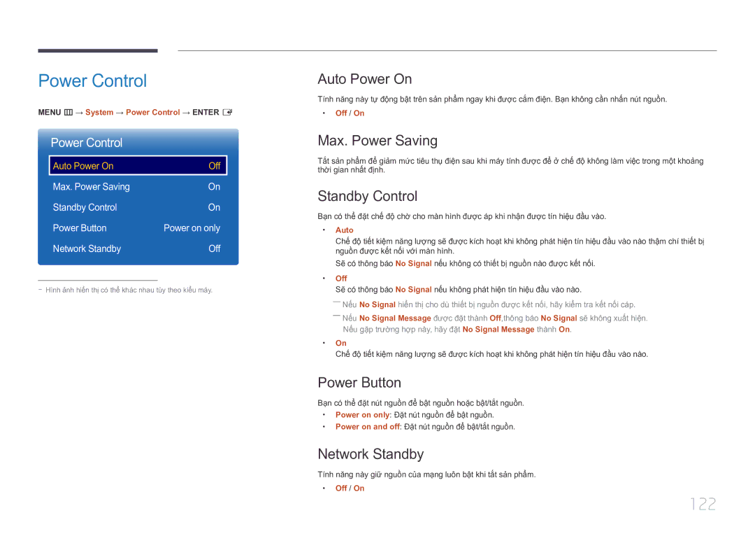 Samsung LH10DBEPTGC/XY manual Power Control, 122 