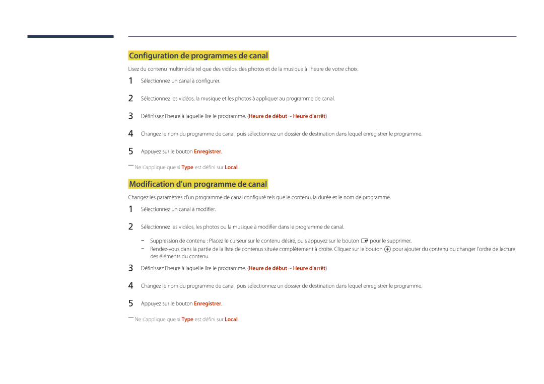 Samsung LH22DBDPLGC/EN manual Configuration de programmes de canal, Modification dun programme de canal 