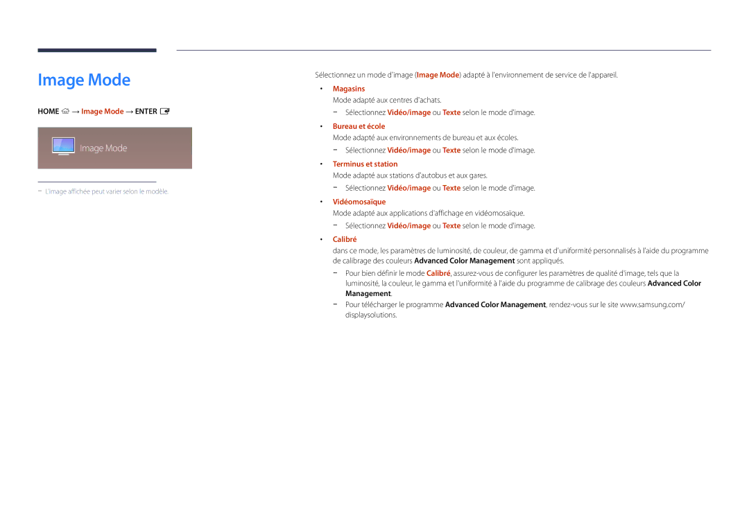 Samsung LH22DBDPLGC/EN manual Image Mode 