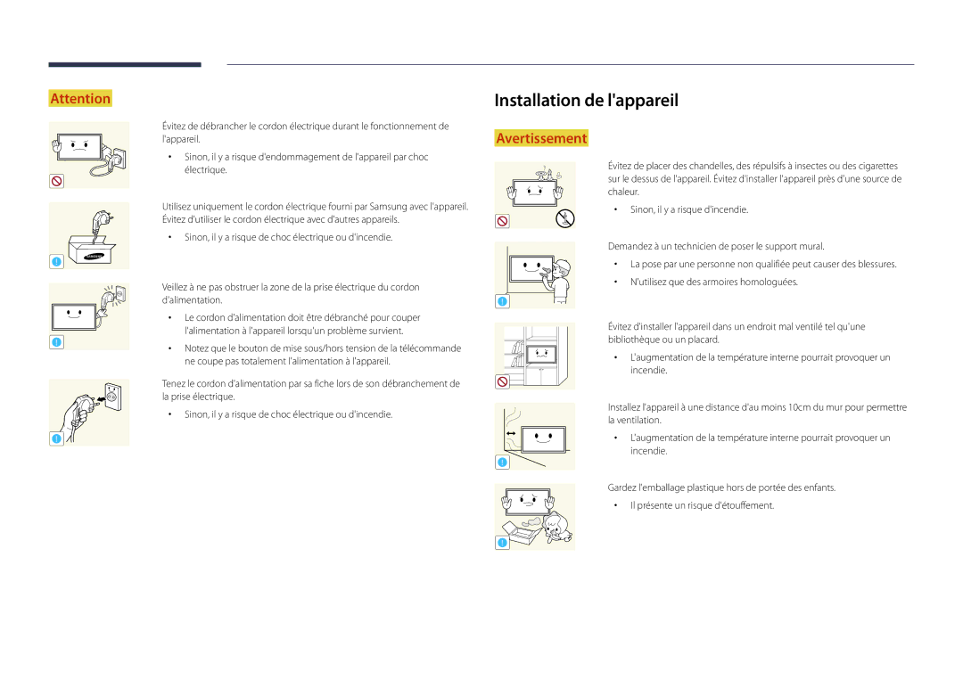 Samsung LH22DBDPLGC/EN manual Installation de lappareil 