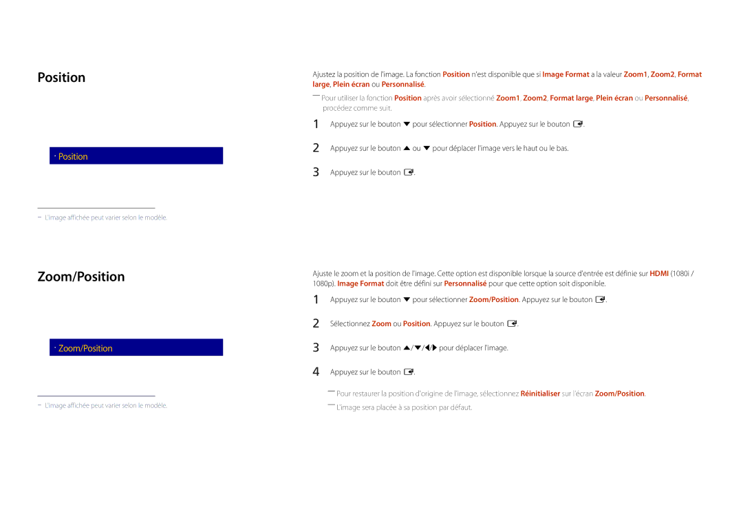 Samsung LH22DBDPLGC/EN manual Zoom/Position, Image Format 