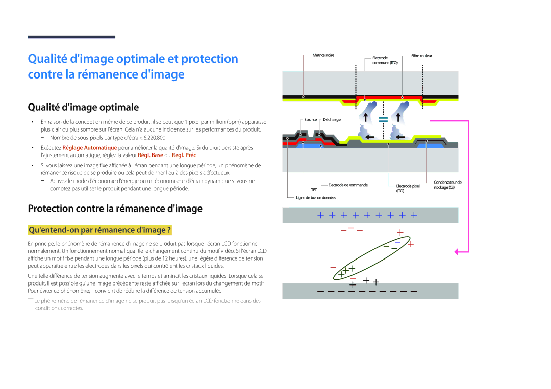 Samsung LH22DBDPLGC/EN Qualité dimage optimale, Protection contre la rémanence dimage, Quentend-on par rémanence dimage ? 