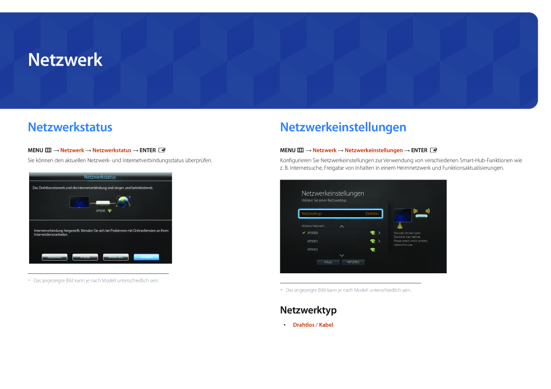 Samsung LH22DBDPLGC/EN manual Netzwerkeinstellungen, Netzwerktyp 