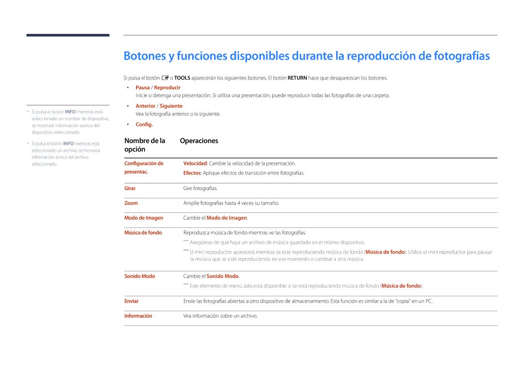 Samsung LH22DBDPLGC/EN manual Nombre de la Operaciones Opción 