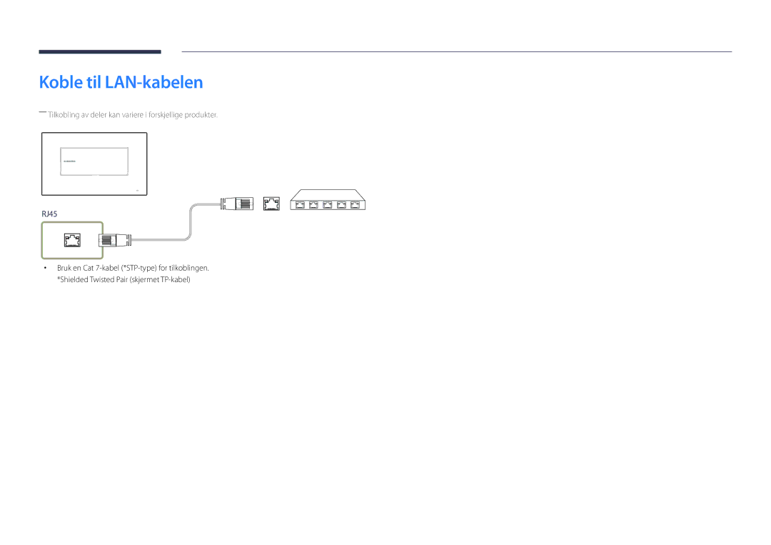 Samsung LH22DBDPLGC/EN manual Koble til LAN-kabelen 