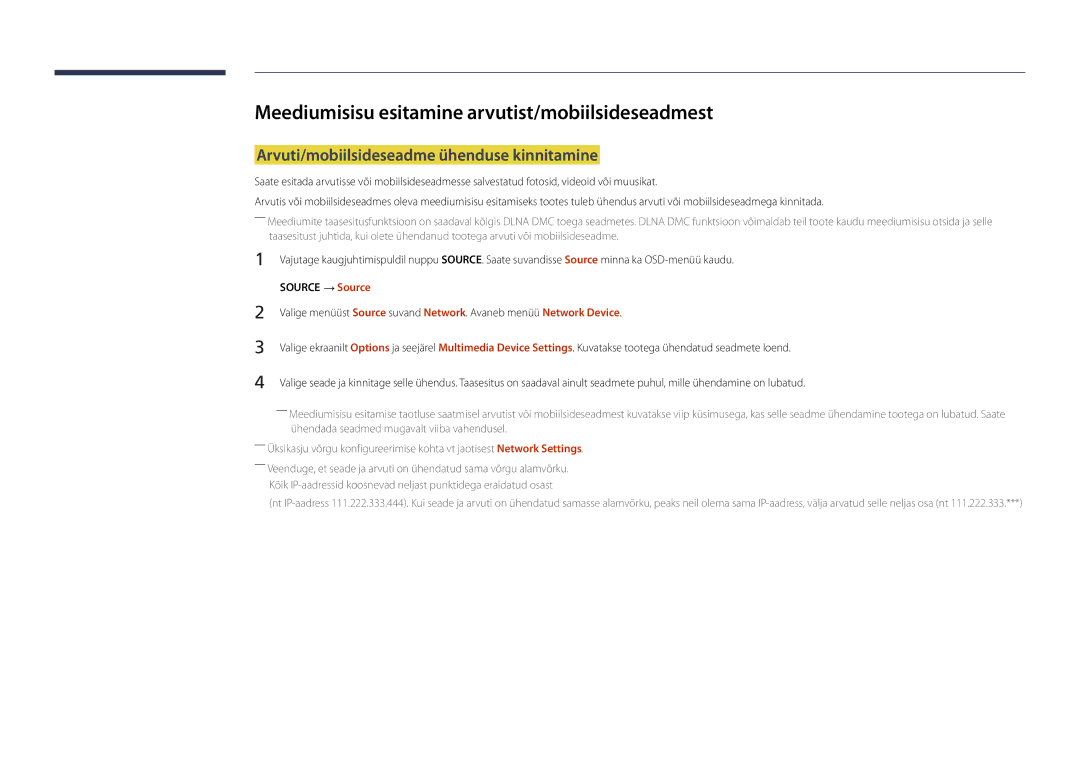 Samsung LH22DBDPLGC/EN Meediumisisu esitamine arvutist/mobiilsideseadmest, Arvuti/mobiilsideseadme ühenduse kinnitamine 