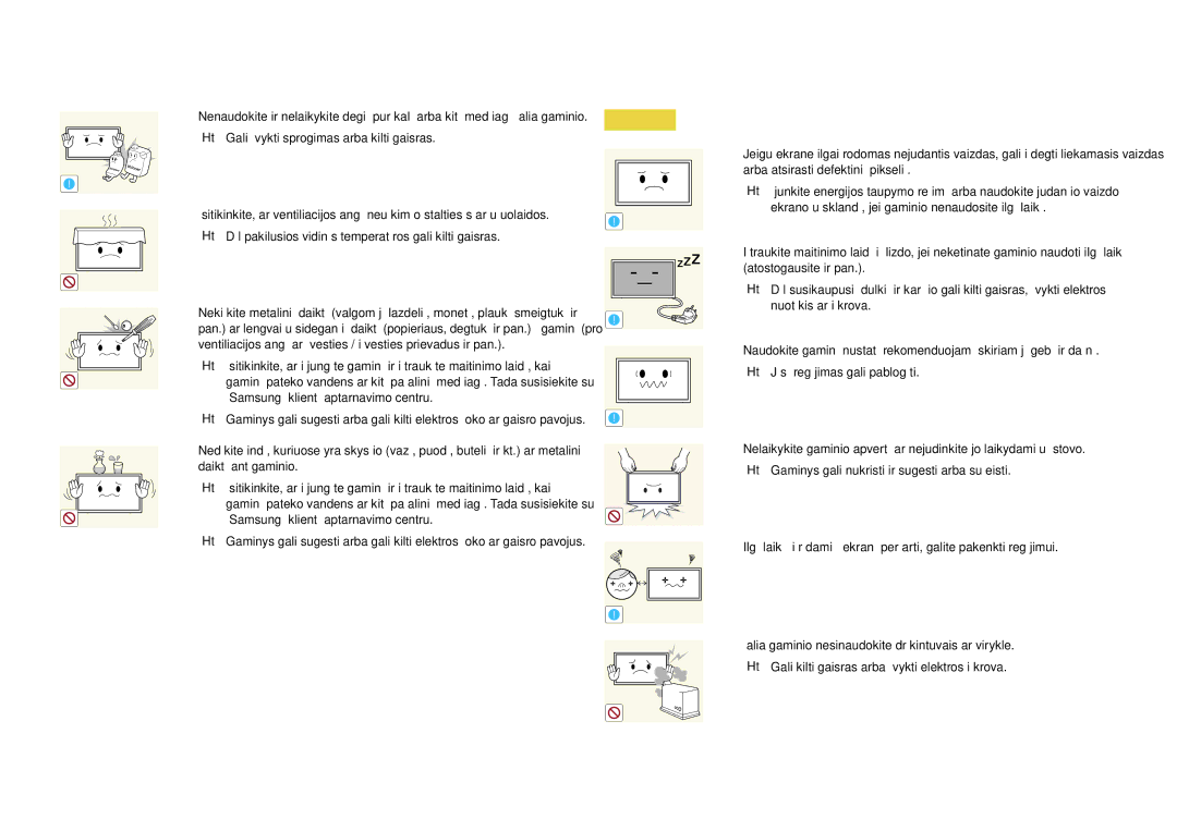 Samsung LH22DBDPLGC/EN manual Ventiliacijos angą ar įvesties / išvesties prievadus ir pan 