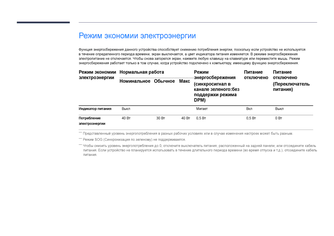 Samsung LH22DBDPLGC/EN manual Режим экономии электроэнергии, Dpm 