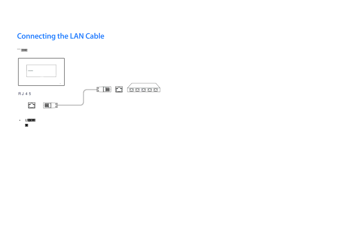 Samsung LH22DBDPSGC/XY, LH22DBDPSGC/EN, LH22DBDPSGC/NG, LH22DBDPSGC/UE, LH22DBDPSGC/CH manual Connecting the LAN Cable 