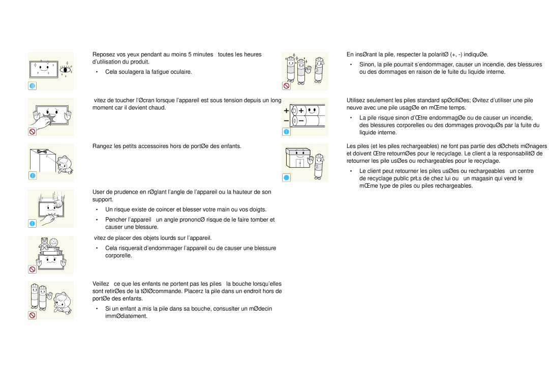 Samsung LH22DBDPSGC/EN manual Causer une blessure 