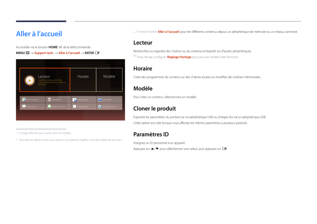 Samsung LH22DBDPSGC/EN manual Aller à l’accueil 