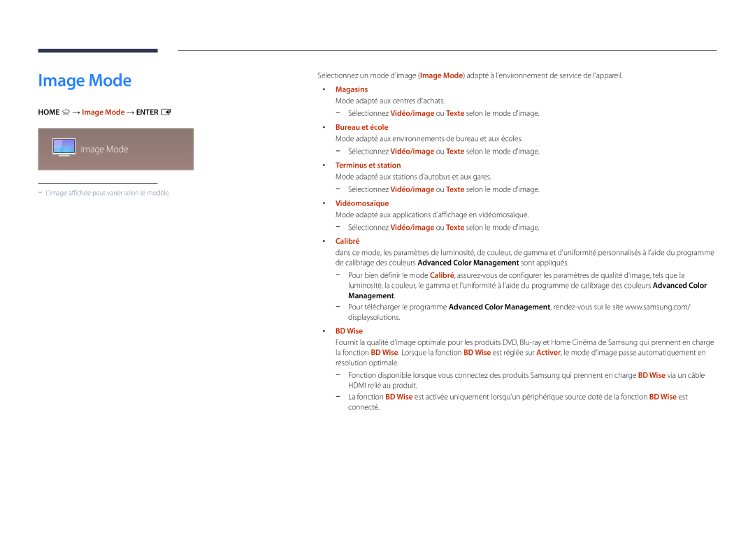 Samsung LH22DBDPSGC/EN manual Image Mode 