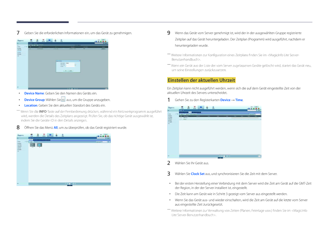 Samsung LH22DBDPSGC/EN manual Einstellen der aktuellen Uhrzeit, Location Geben Sie den aktuellen Standort des Geräts ein 