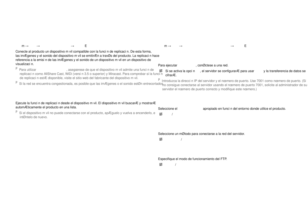 Samsung LH22DBDPSGC/EN manual Screen Mirroring, Config. de red del serv 