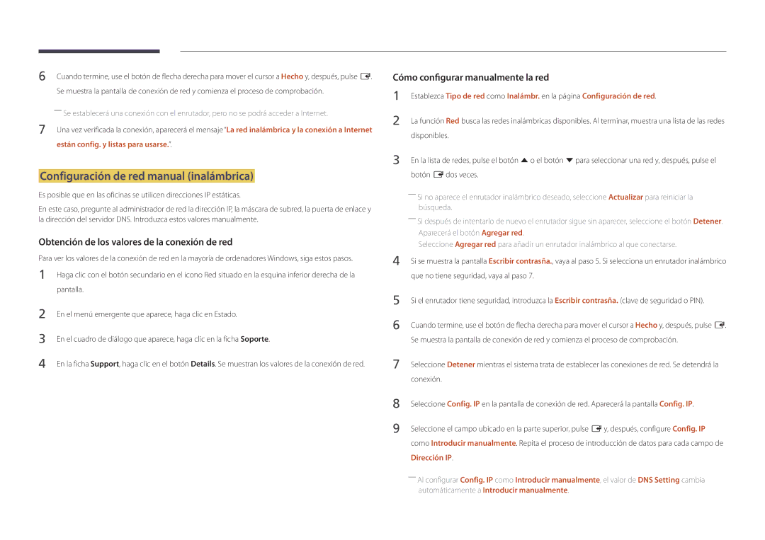 Samsung LH22DBDPSGC/EN Configuración de red manual inalámbrica, Están config. y listas para usarse, Pantalla, Conexión 