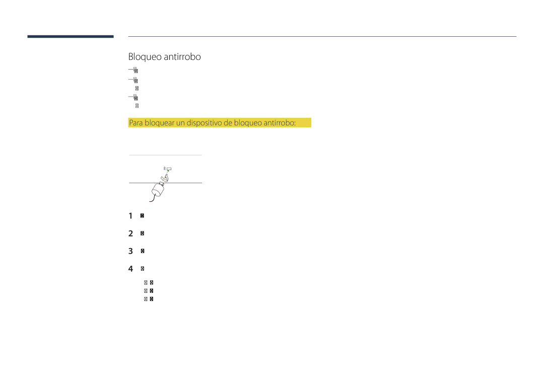 Samsung LH22DBDPSGC/EN manual Bloqueo antirrobo, Para bloquear un dispositivo de bloqueo antirrobo 