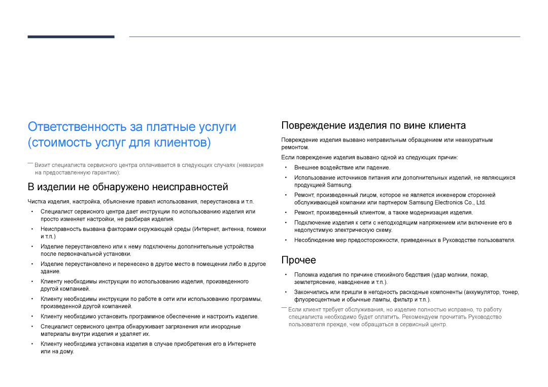 Samsung LH22DBDPSGC/EN manual Приложение, Изделии не обнаружено неисправностей, Повреждение изделия по вине клиента, Прочее 