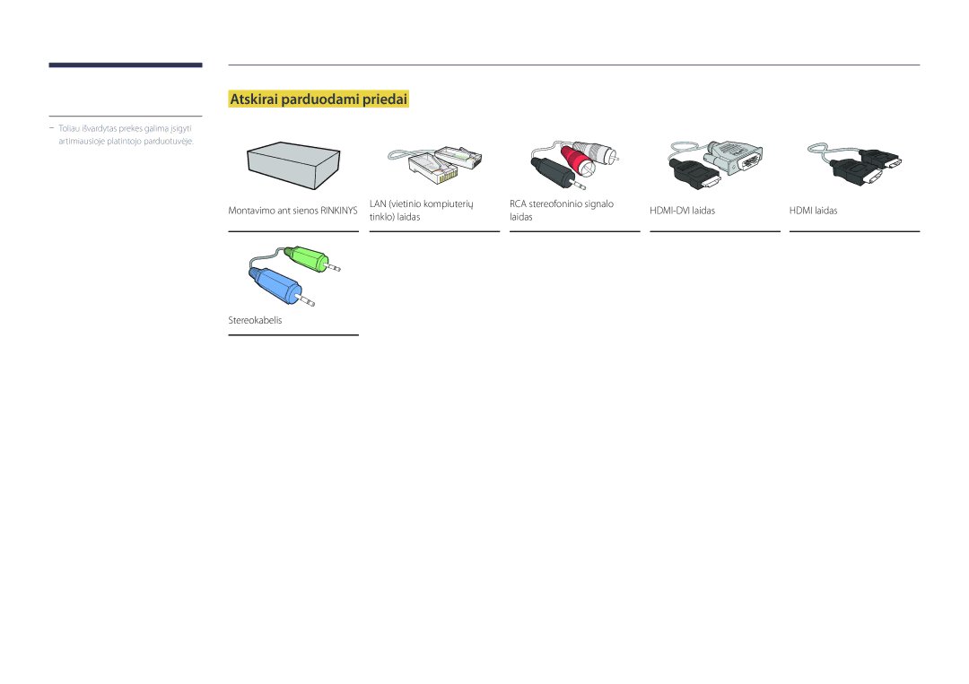 Samsung LH22DBDPSGC/EN manual Atskirai parduodami priedai 