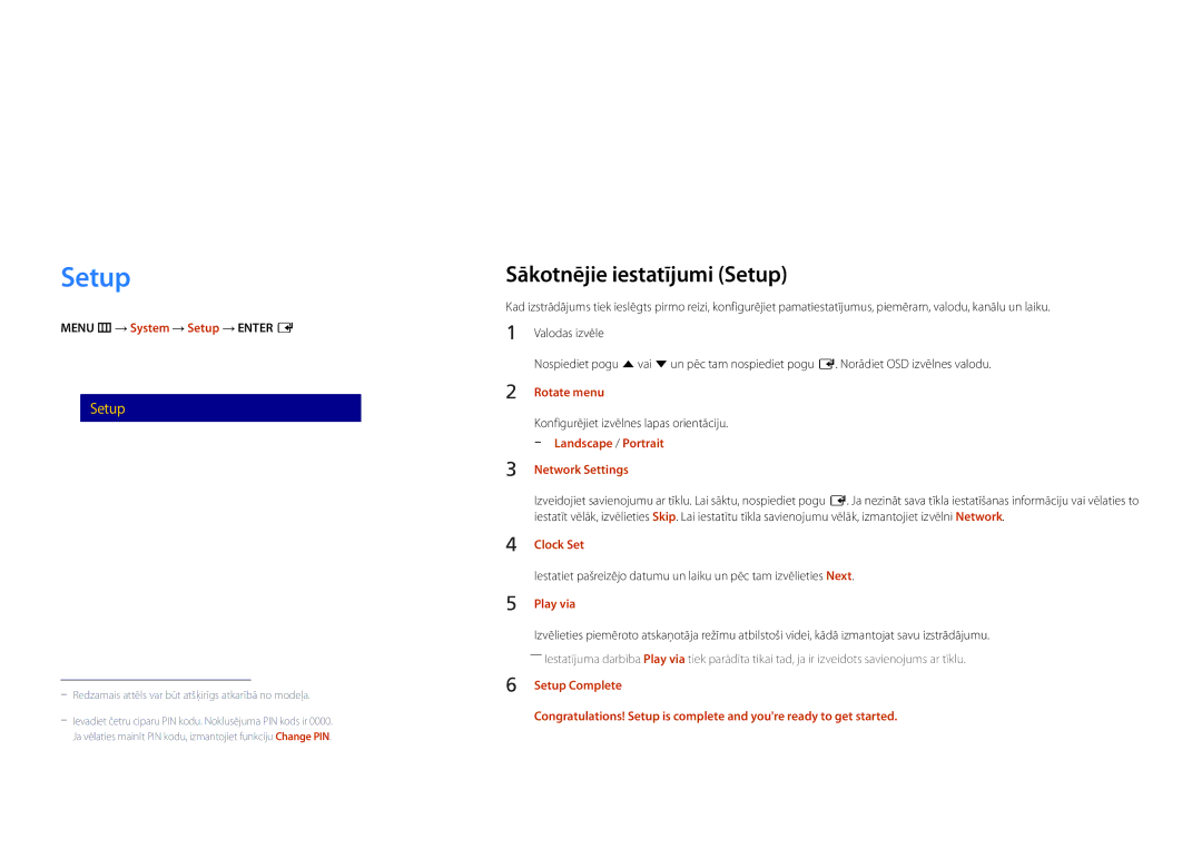 Samsung LH22DBDPSGC/EN manual System, Sākotnējie iestatījumi Setup 