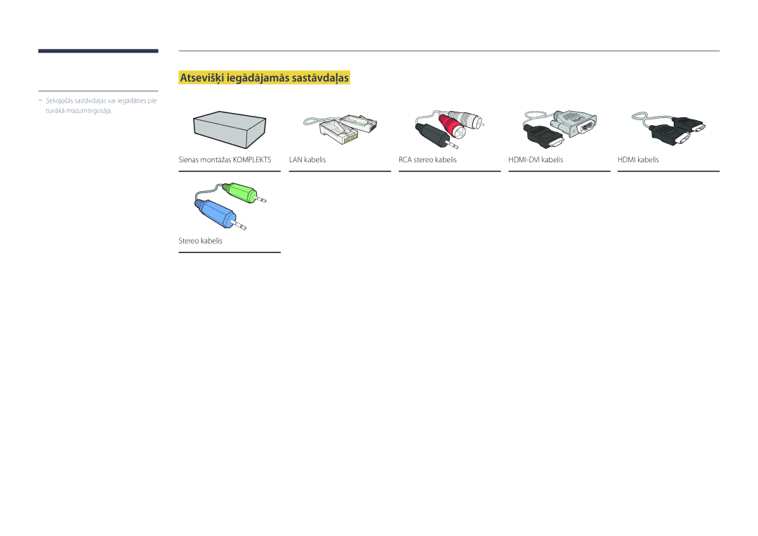 Samsung LH22DBDPSGC/EN manual Atsevišķi iegādājamās sastāvdaļas 