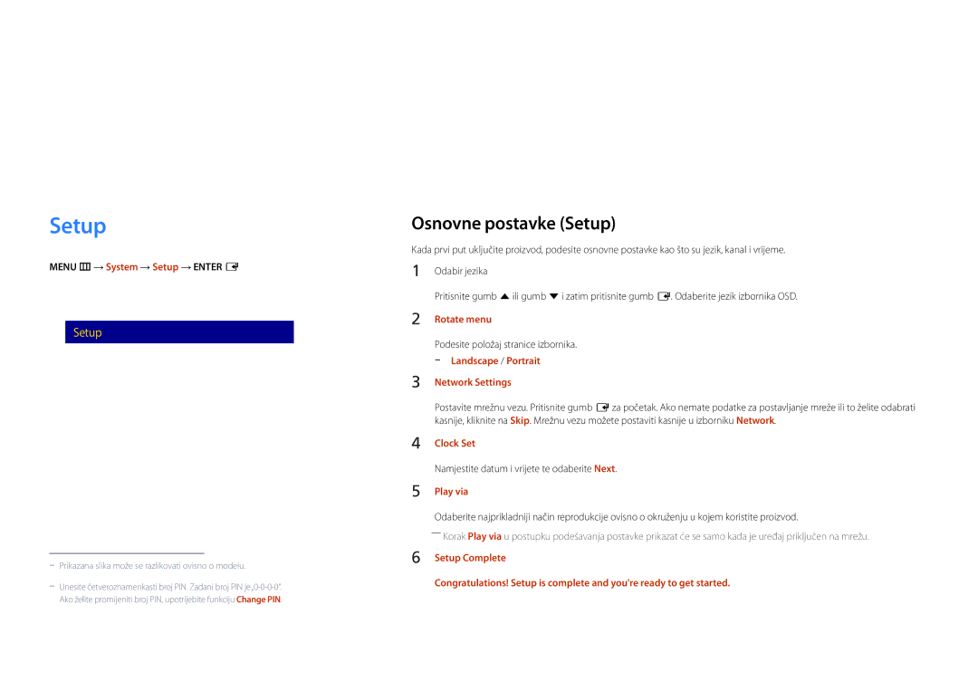 Samsung LH22DBDPSGC/EN manual System, Osnovne postavke Setup 