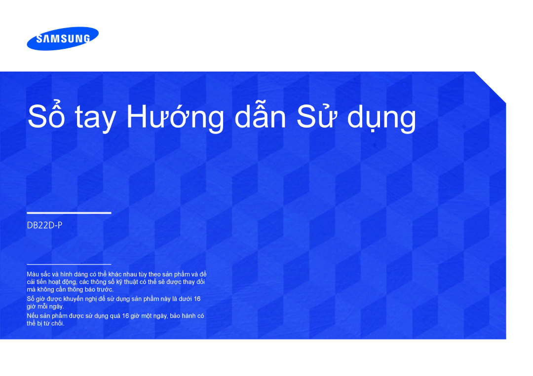 Samsung LH22DBDPSGC/XY manual Sổ tay Hướng dẫn Sử dụng 