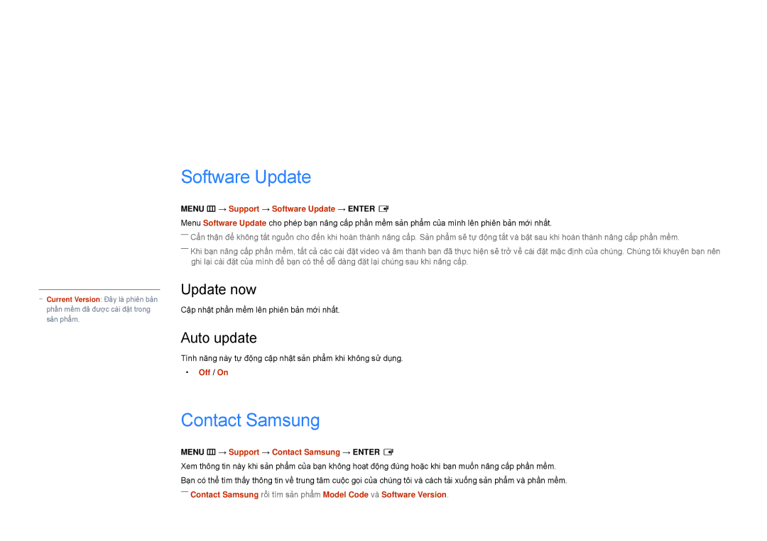 Samsung LH22DBDPSGC/XY manual Hỗ trợ, Software Update, Contact Samsung, Update now, Auto update 