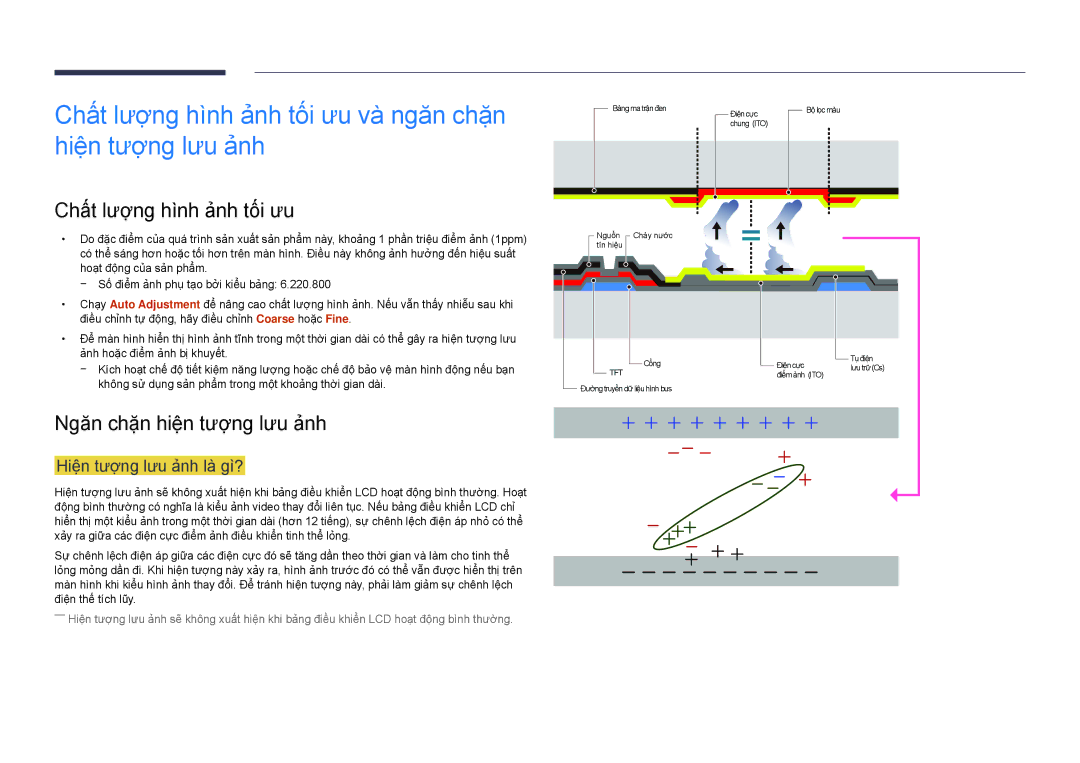 Samsung LH22DBDPSGC/XY manual Chất lượng hình ảnh tối ưu và ngăn chặn hiện tượng lưu ảnh, Ngăn chặn hiện tượng lưu ảnh 