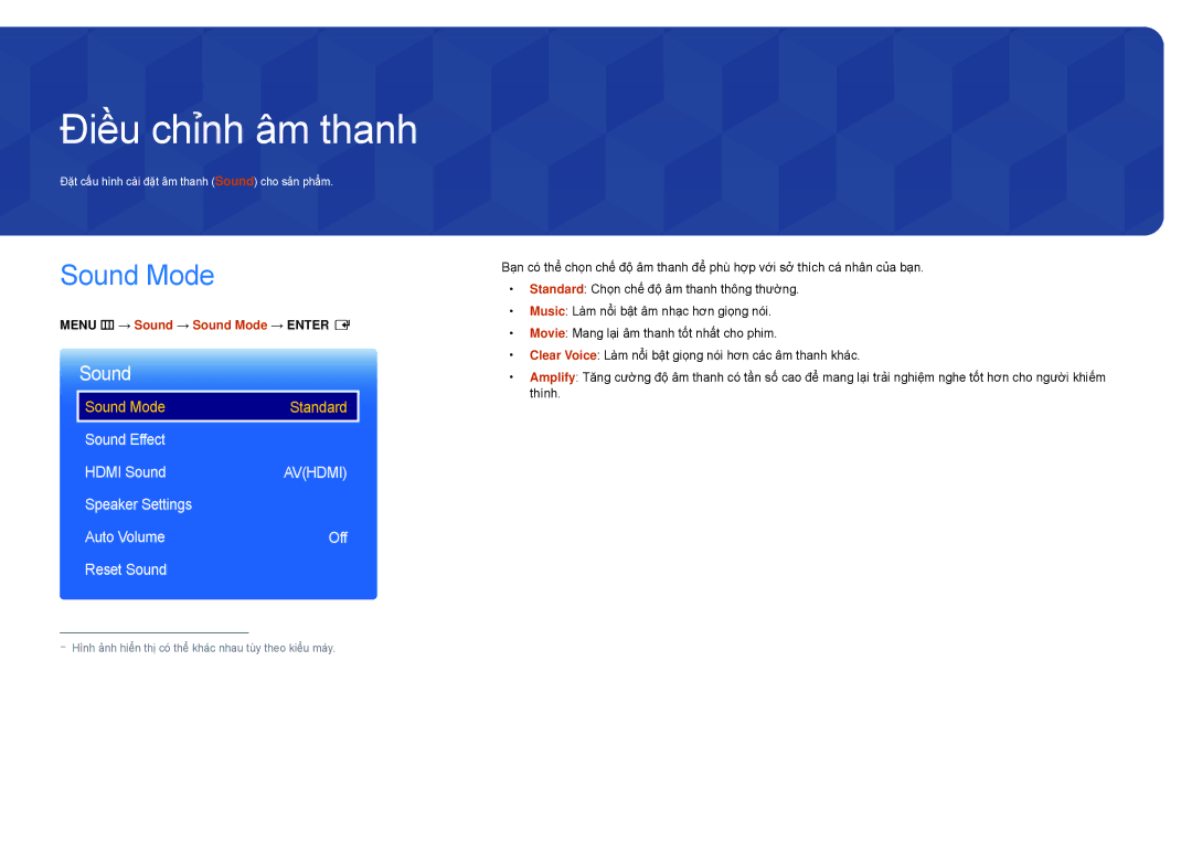 Samsung LH22DBDPSGC/XY manual Điều chỉnh âm thanh, Sound Mode, Sound Effect Hdmi Sound 