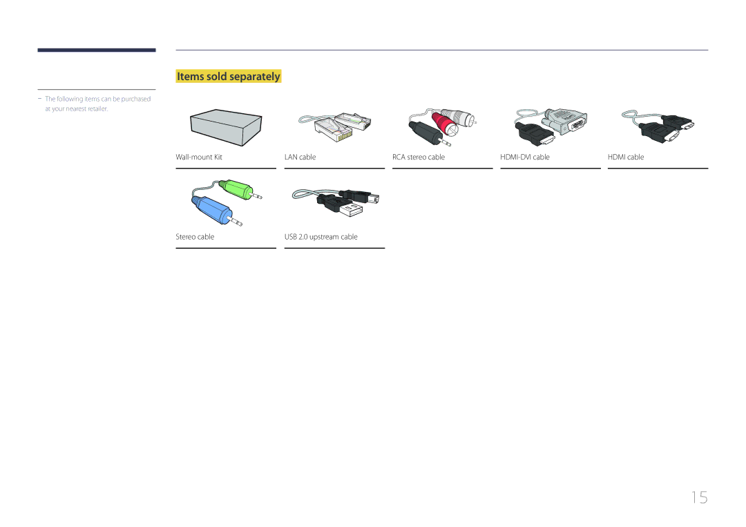 Samsung LH22DBDPTGC/CH, LH22DBDPTGC/EN manual Items sold separately 