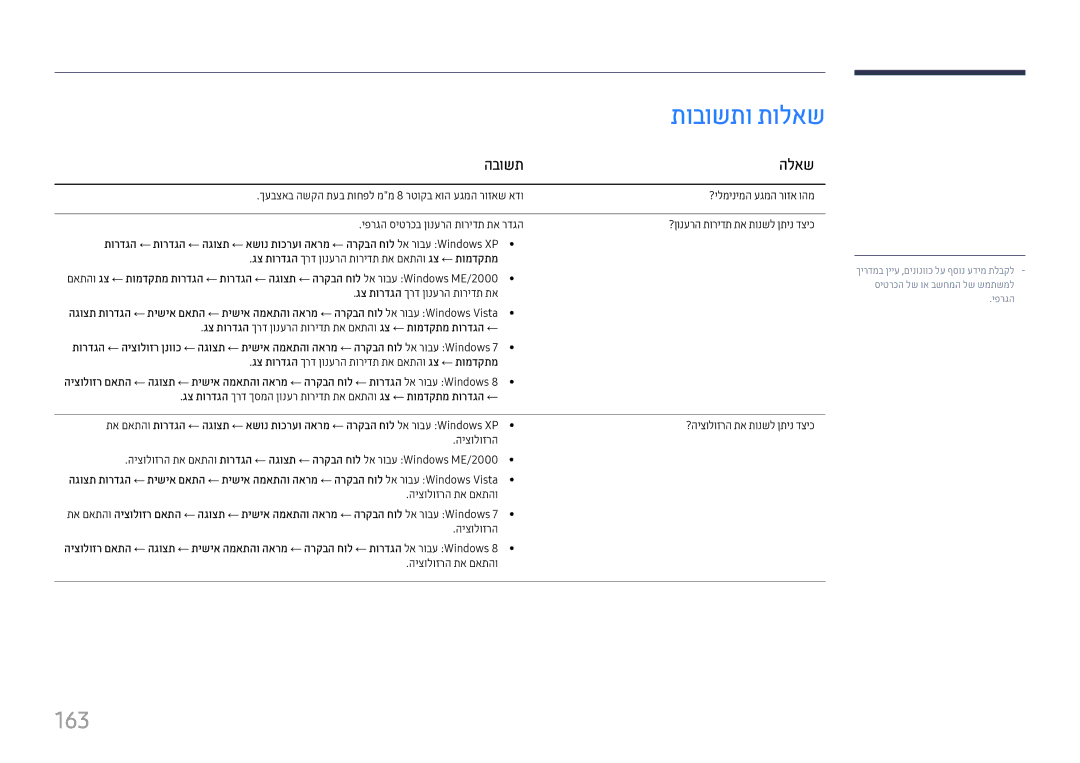 Samsung LH22DBDPTGC/CH, LH22DBDPTGC/EN manual 163, הבושת הלאש 