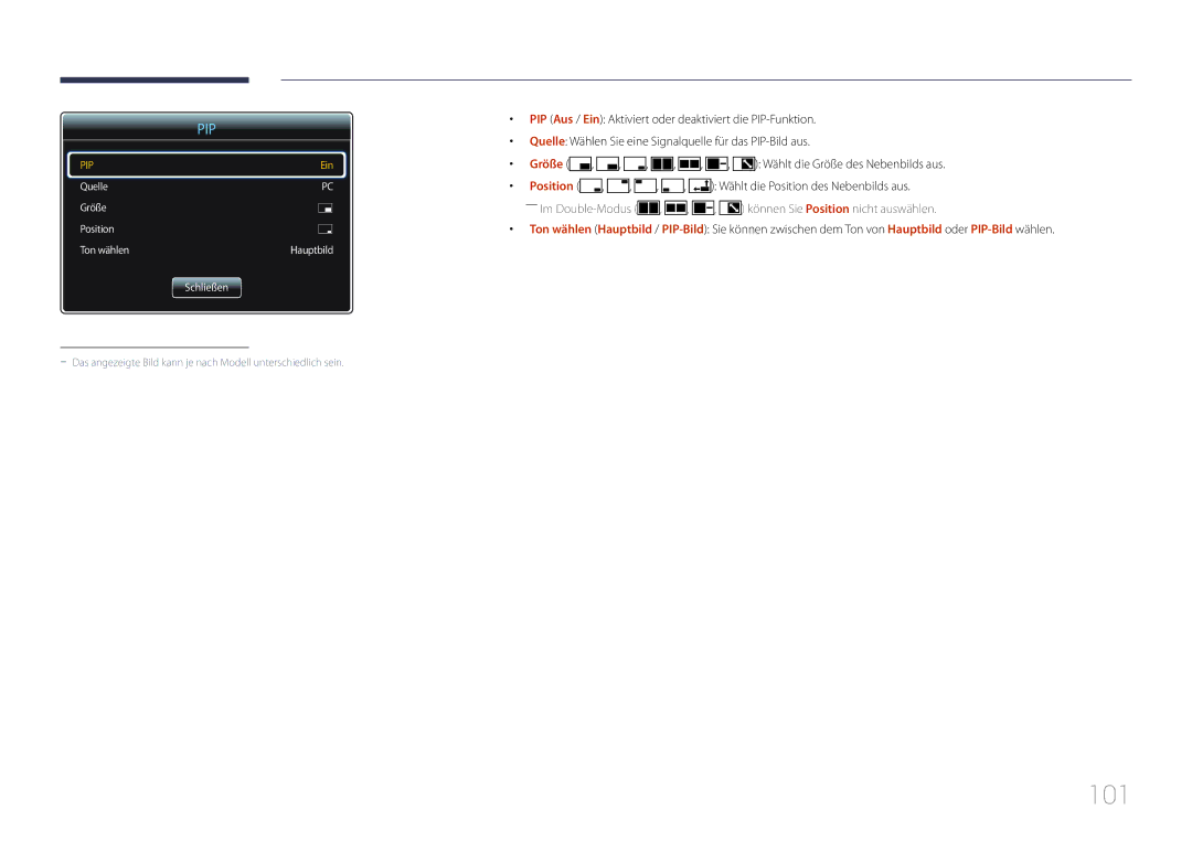 Samsung LH22DBDPTGC/EN manual 101, Pip 