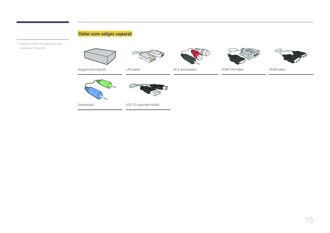 Samsung LH22DBDPTGC/EN manual Deler som selges separat 