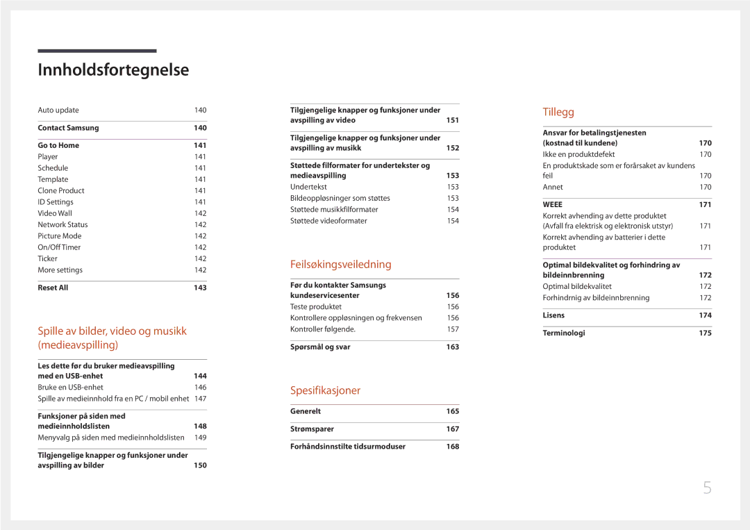 Samsung LH22DBDPTGC/EN manual Spesifikasjoner 