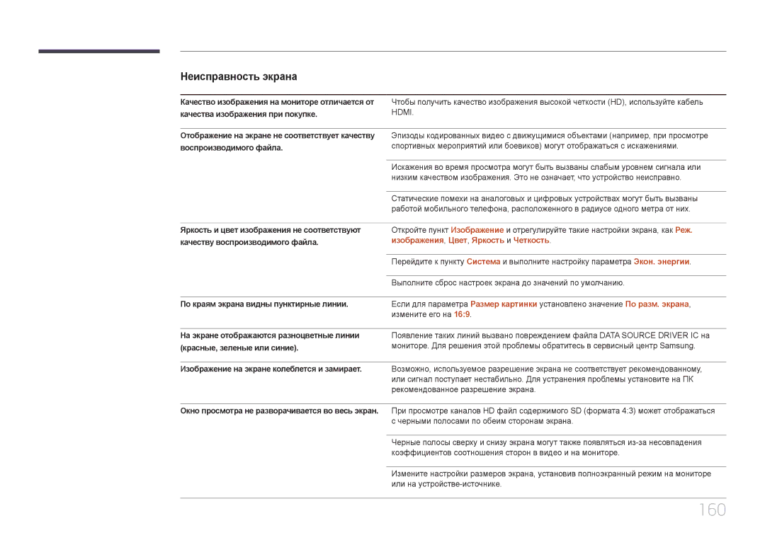 Samsung LH22DBDPTGC/EN manual 160, Изображения, Цвет, Яркость и Четкость 