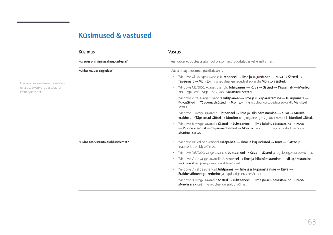 Samsung LH22DBDPTGC/EN manual Küsimused & vastused, 163, Küsimus Vastus 