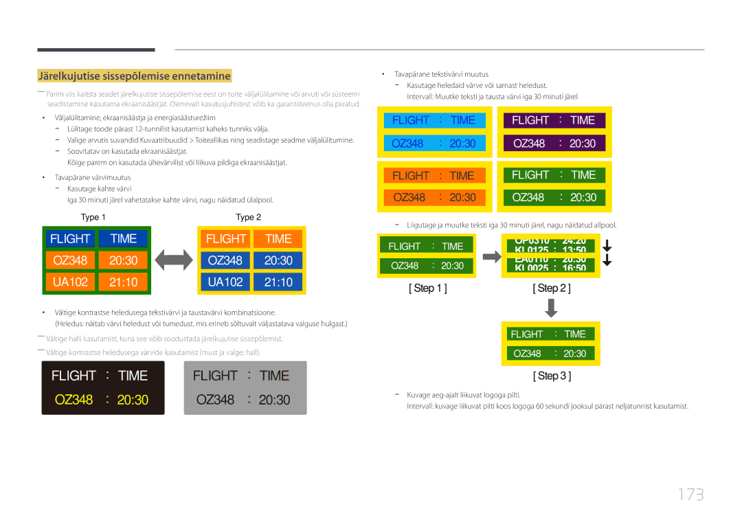 Samsung LH22DBDPTGC/EN manual 173, Järelkujutise sissepõlemise ennetamine 