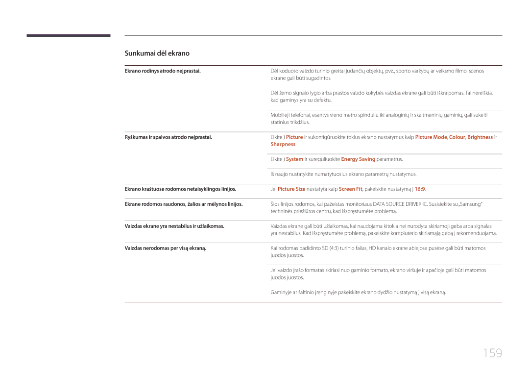 Samsung LH22DBDPTGC/EN manual 159, Sharpness 