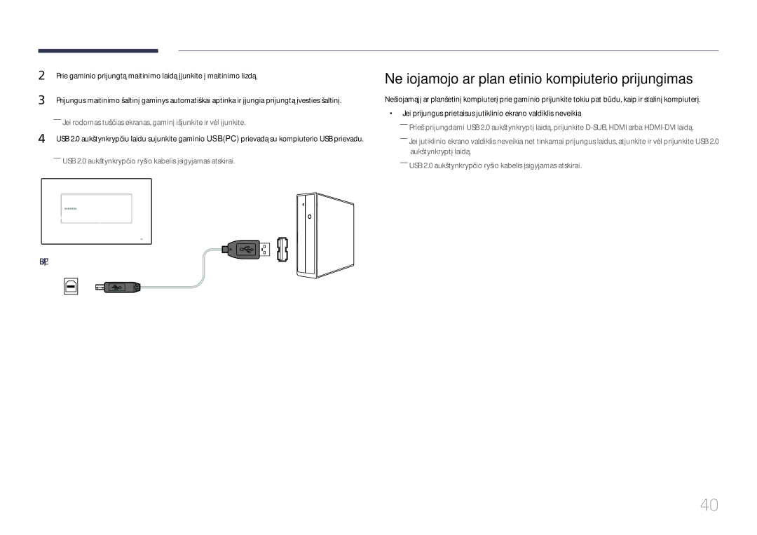 Samsung LH22DBDPTGC/EN manual Nešiojamojo ar planšetinio kompiuterio prijungimas 