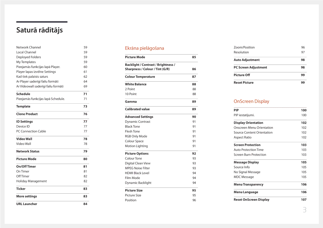 Samsung LH22DBDPTGC/EN manual Ekrāna pielāgošana 