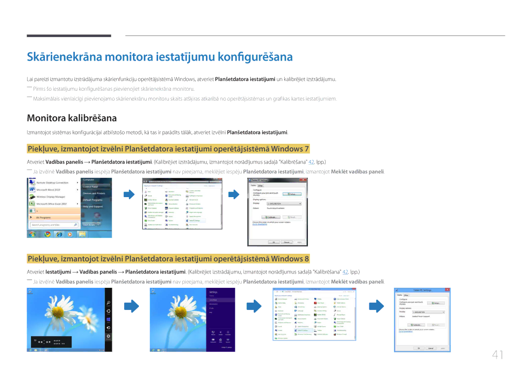 Samsung LH22DBDPTGC/EN manual Skārienekrāna monitora iestatījumu konfigurēšana, Monitora kalibrēšana 