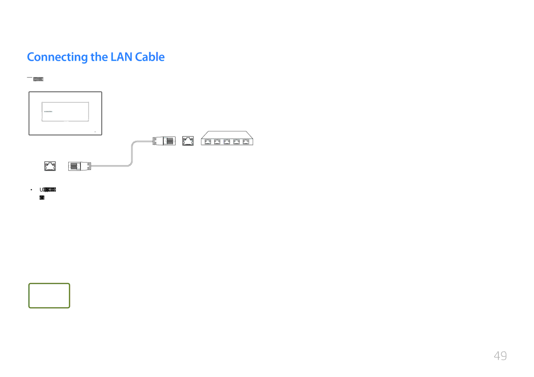 Samsung LH22DBDPTGC/XY, LH22DBDPTGC/NG manual Connecting the LAN Cable 