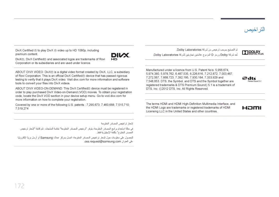 Samsung LH22DBDPTGC/NG manual صيخارتلا, 172 