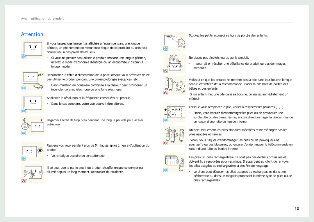 Samsung LH22NLBVLVC/EN manual Avant utilisation du produit 