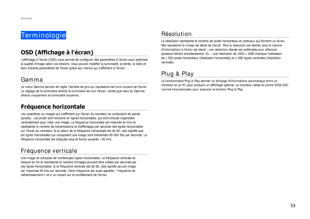 Samsung LH22NLBVLVC/EN manual Terminologie 