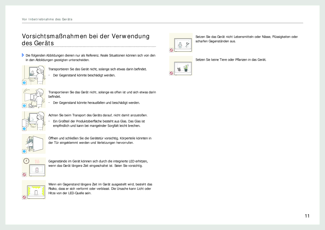 Samsung LH22NLBVLVC/EN manual Vorsichtsmaßnahmen bei der Verwendung des Geräts 